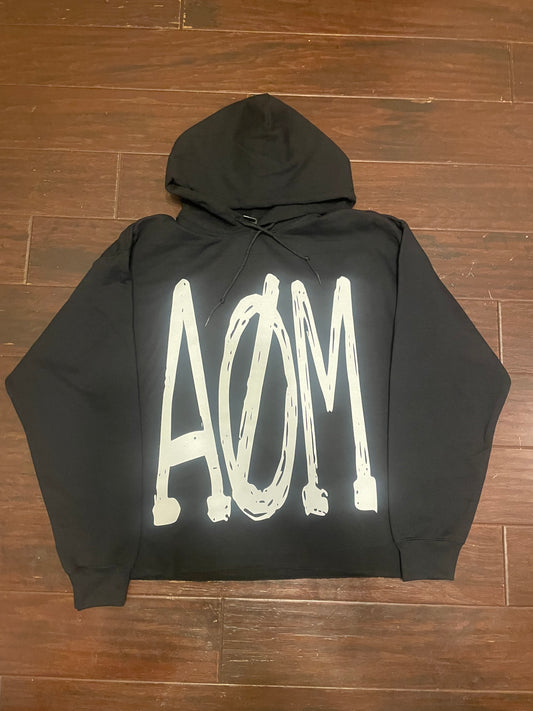 Black/white AØM hoodie *PRE-ORDER*