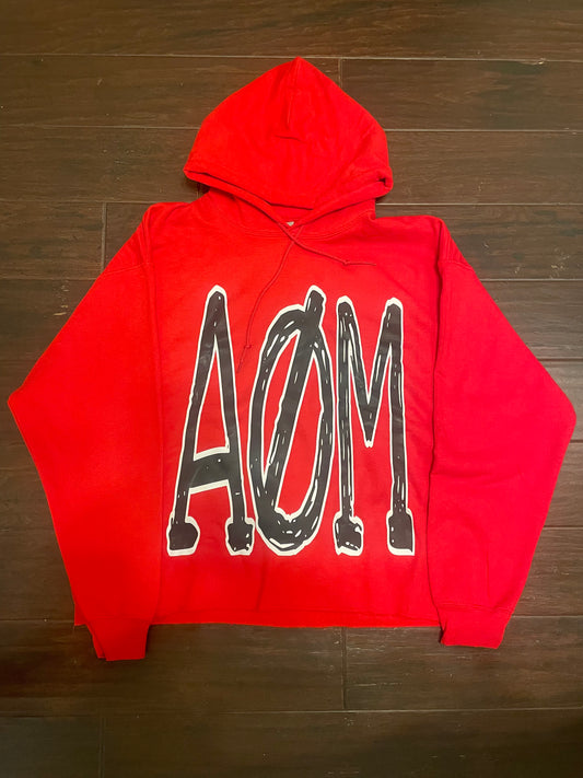 Red/black AØM hoodie *PRE-ORDER*